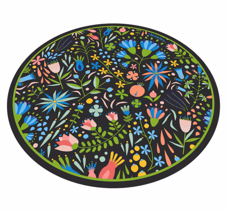 Levande botaniskt tryck Vinylmatta blommor och växter - Tenstickers
