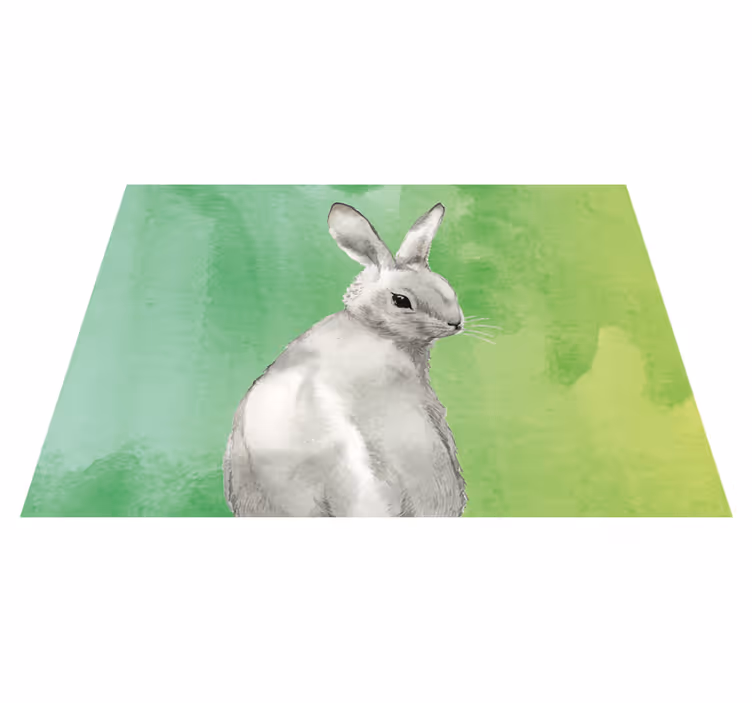 Kanin grön bakgrund Vinylmatta djur - Tenstickers