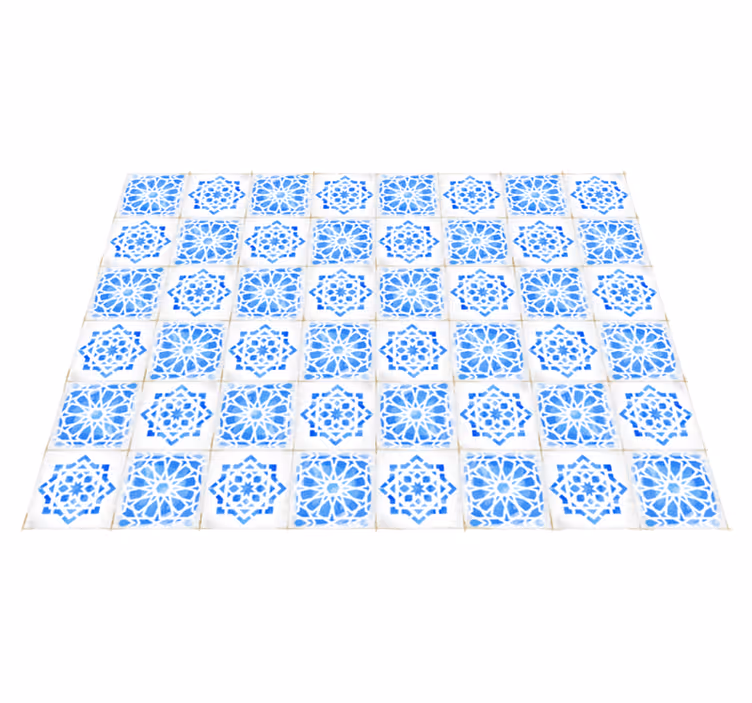 Blå elegant mosaik badrum vinyl matta - Tenstickers