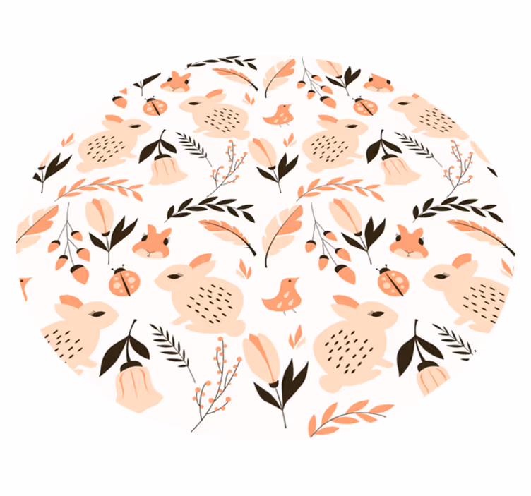 Mild kaninblommig Vinylmatta Barn - Tenstickers