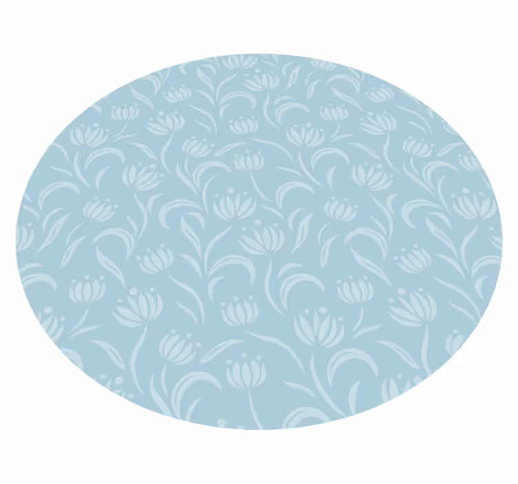 Blått mjukt mönster Vinylmatta blommor och växter - Tenstickers