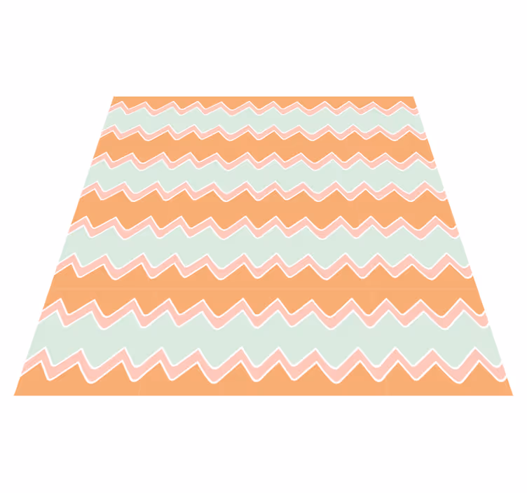Beige och blått sicksackmönster Vinylmatta geometrisk - Tenstickers