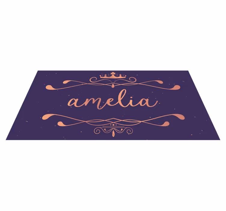 Gyllene prinsessakrona med namn vinylmatta för barn - Tenstickers