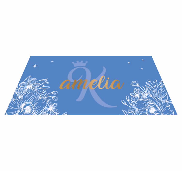 Gyllene och blå prinsessa namn barn vinyl matta - Tenstickers