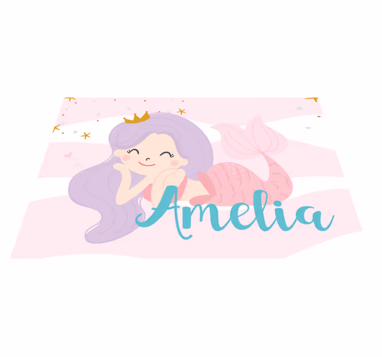 Sjöjungfru prinsessa namn barn vinyl matta - Tenstickers