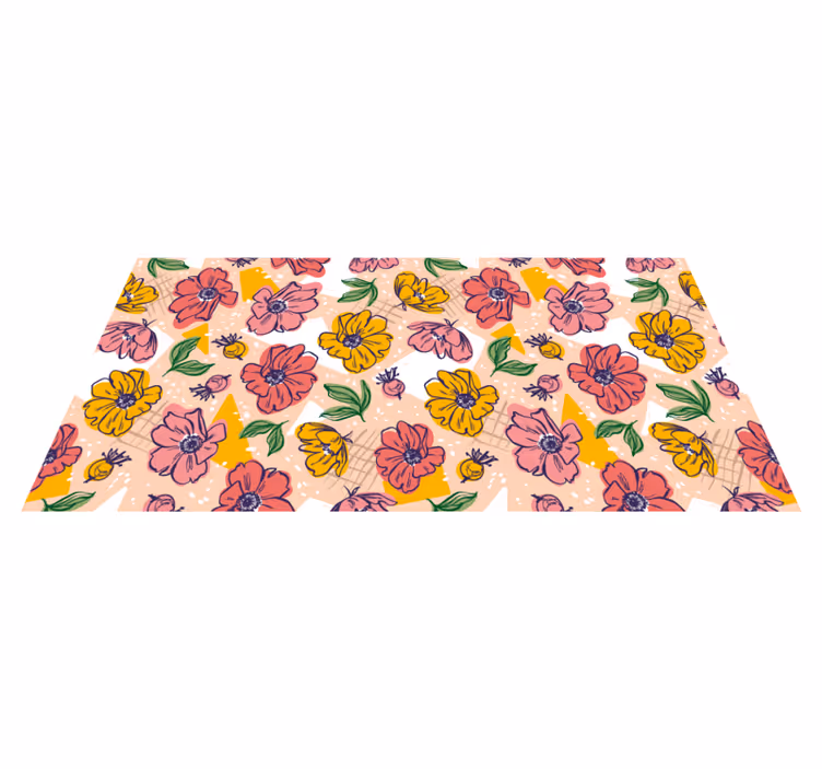 Vinylmatta blommor och växter färgglada mönster - Tenstickers