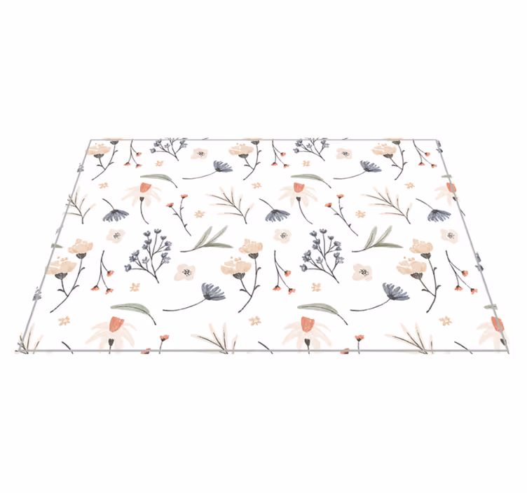 Akvarell blommönster blommamatta - Tenstickers