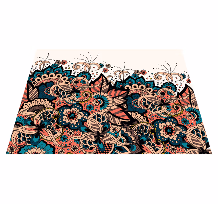 Livfulla blommiga element Vinylmatta Mandala - Tenstickers