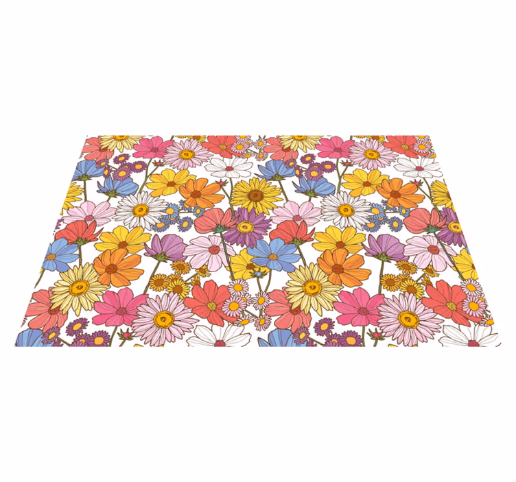Färgad blommönster blommamatta - Tenstickers