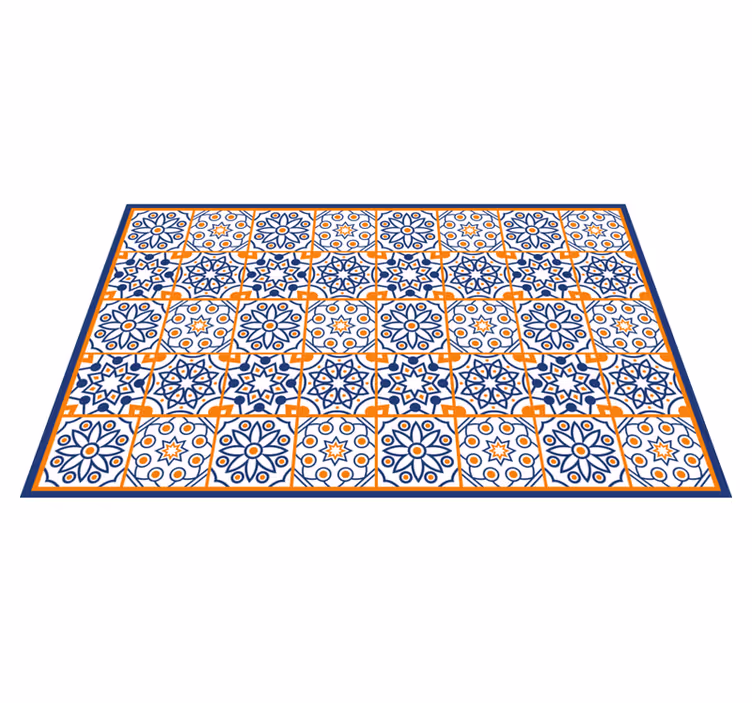 Blå och orange köksgolvplattor - Tenstickers