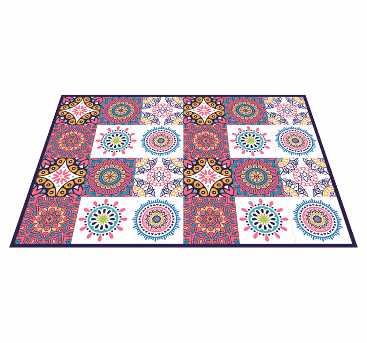Livfulla blommotiv Vinylmatta kakeleffekt - Tenstickers