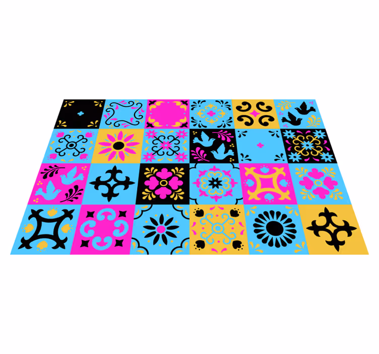Färgglad mosaikkomposition Vinylmatta Mosaik - Tenstickers