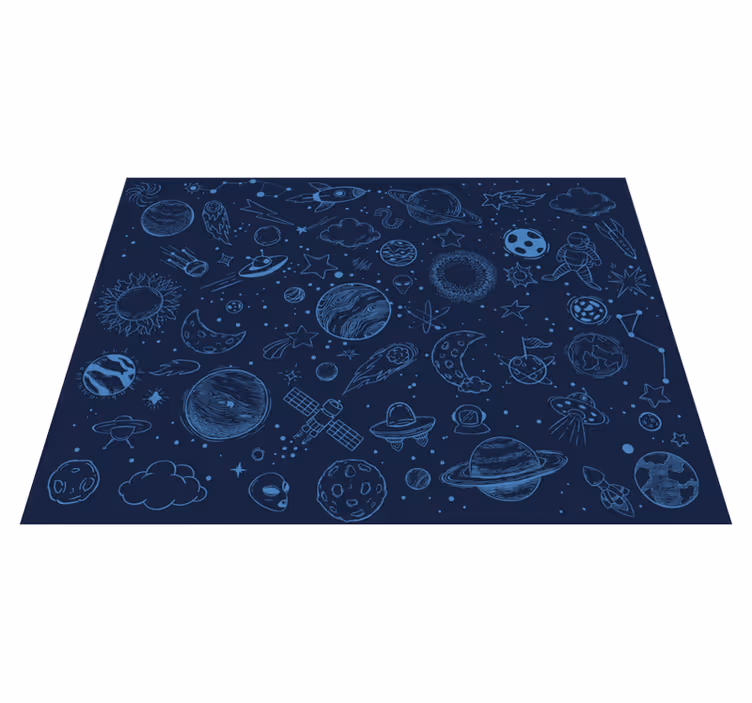 Blått kosmiskt äventyr Vinylmatta Stjärnor - Tenstickers