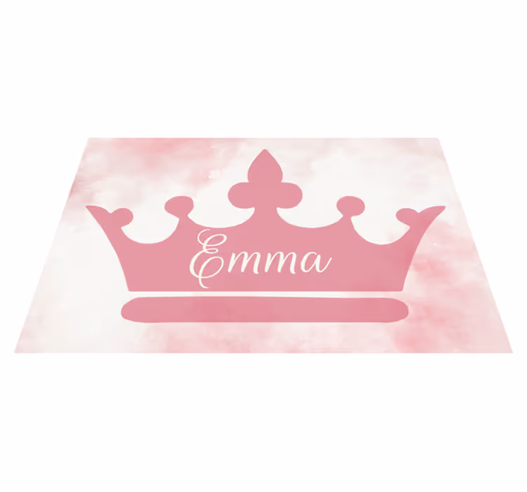 Rosa krona med namn personlig matta - Tenstickers