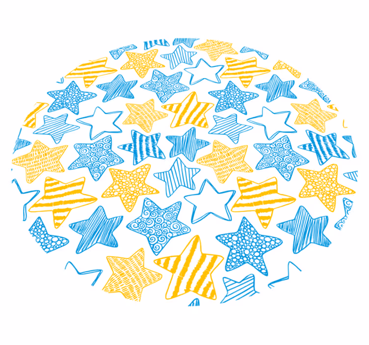 Gul och blå design Vinylmatta Stjärnor - Tenstickers