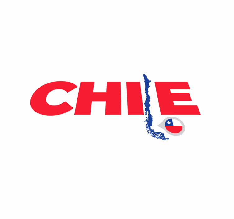 Chile på karta med text världskarta matta - Tenstickers