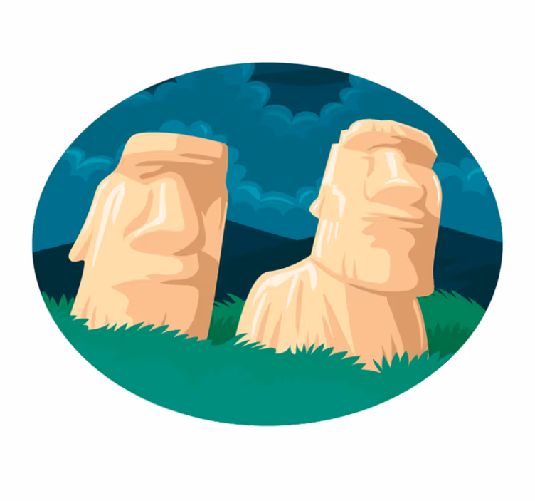 Moai-statyer silhuett Vinylmatta Världskarta - Tenstickers