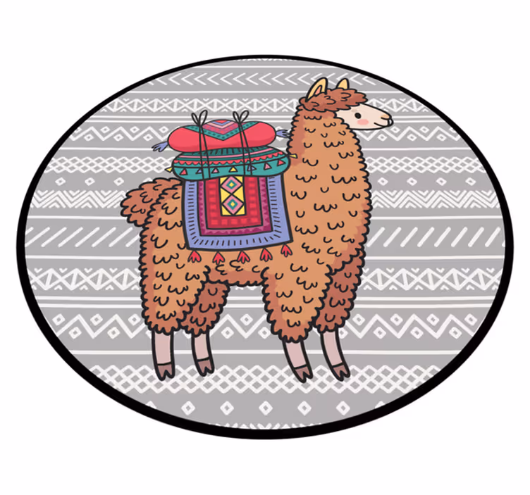 Lama med dekorationer djurmatta - Tenstickers