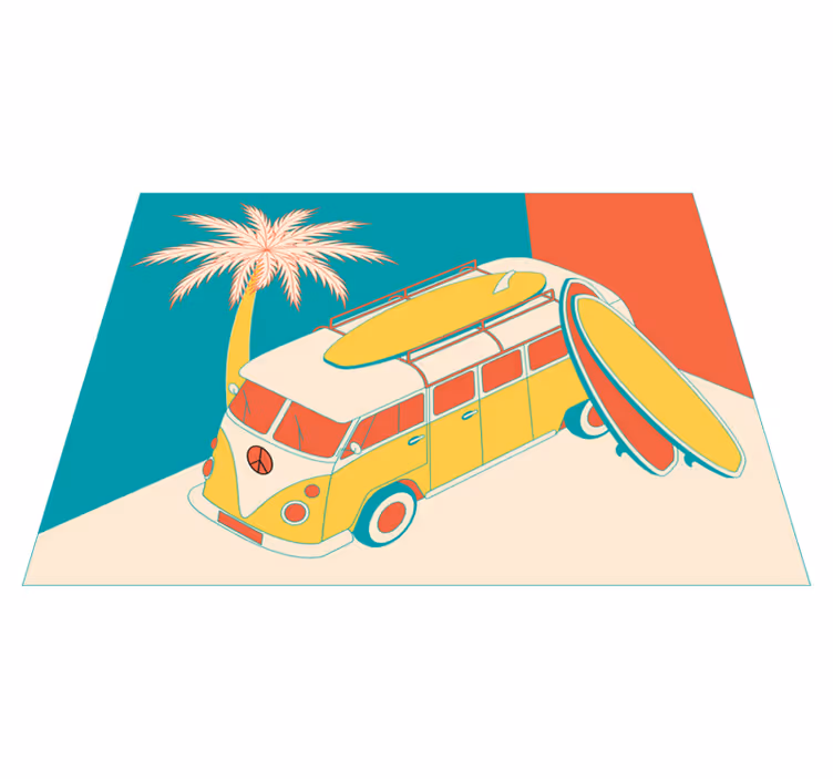 Hippie minibuss vintage matta - Tenstickers