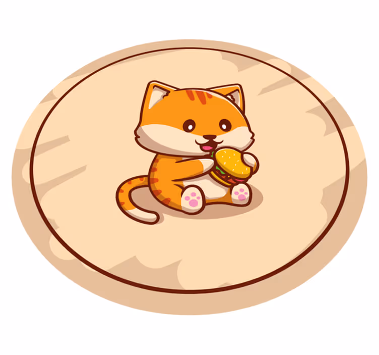 Kattunge med smörgås Vinylmatta Barn - Tenstickers