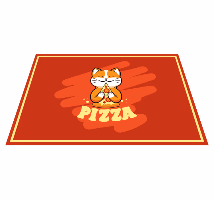 Söt katt med pizza Vinylmatta Kök - Tenstickers