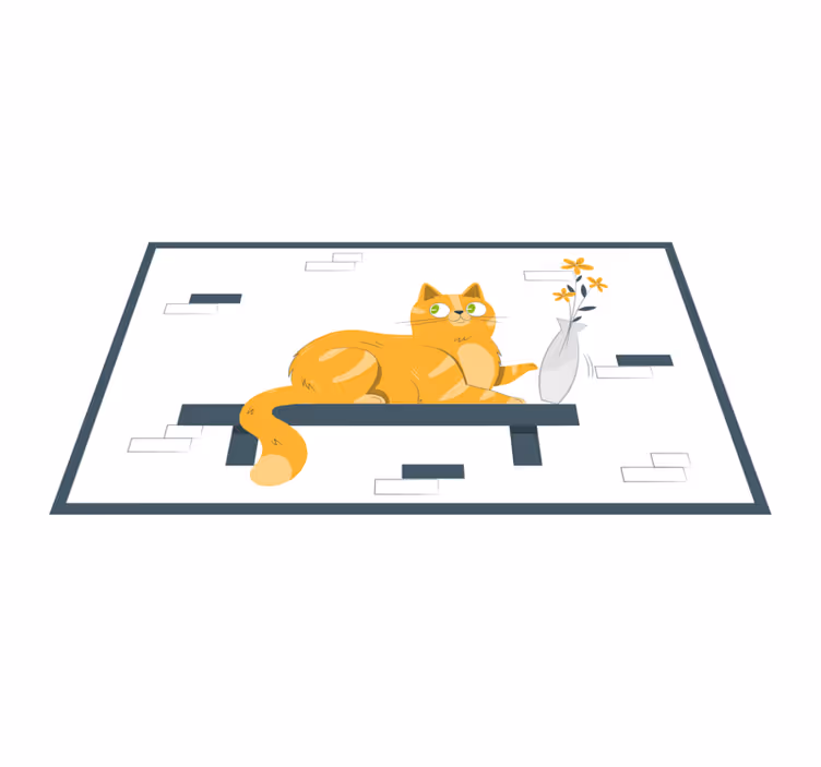 Gul katt med gröna ögon vardagsrumsmatta - Tenstickers