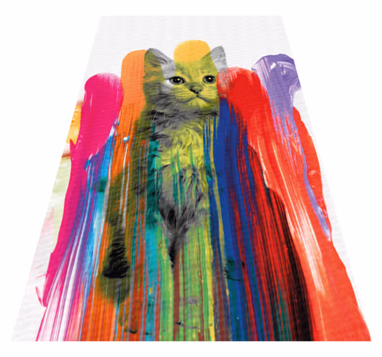 Färgglatt kattporträtt Vinylmatta modern - Tenstickers