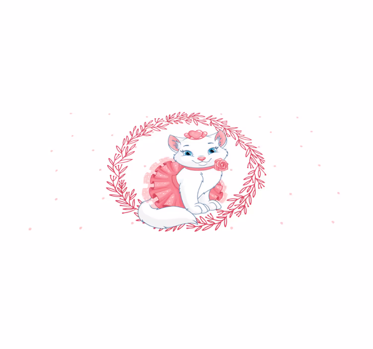 Charmig katt illustration Vinylmatta Barn - Tenstickers