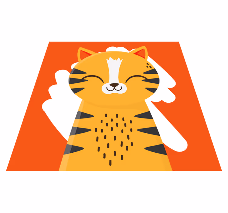 Orange katt med svarta ränder sovrumsmatta - Tenstickers