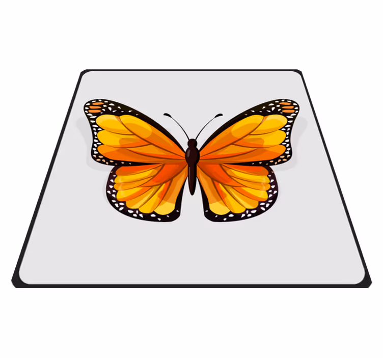 Gul och orange fjäril fyrkantig vinylmatta - Tenstickers