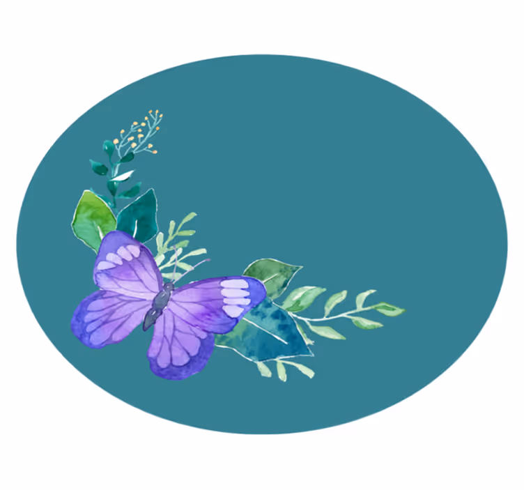 Två toner lila fjäril cirkulär matta - Tenstickers