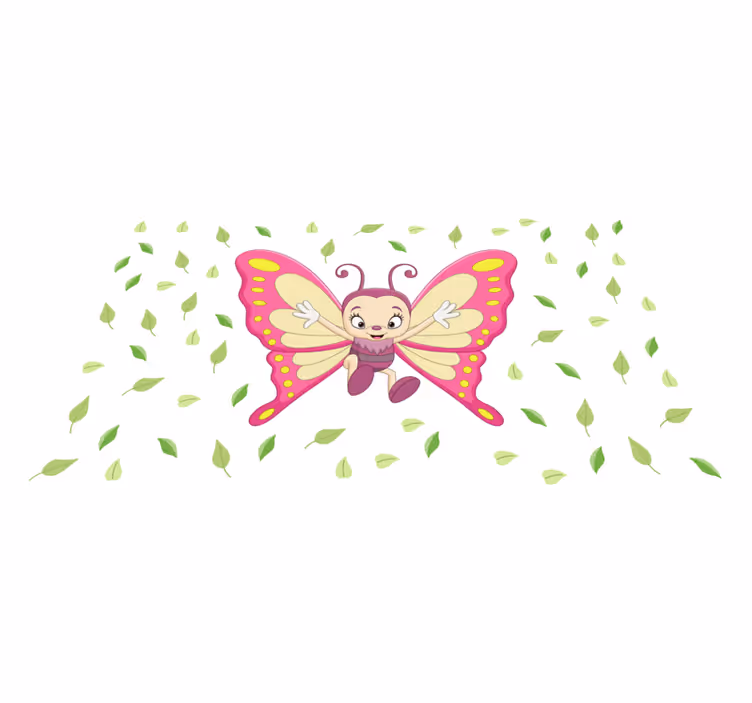 Glad baby fjäril illustration djur matta - Tenstickers