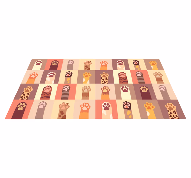Katt tassar tecknad djur matta - Tenstickers