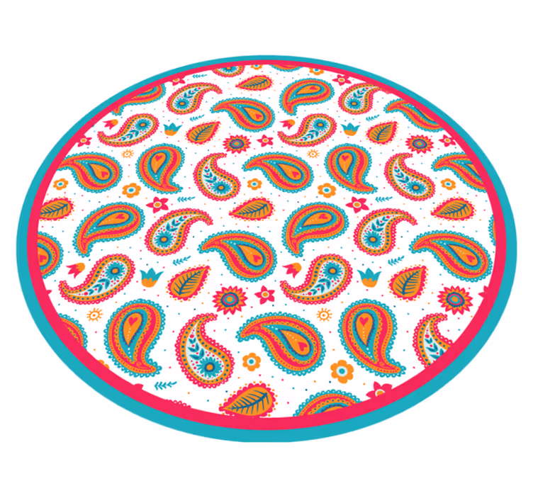 Livfullt paisleymotiv Vinylmatta etnisk - Tenstickers