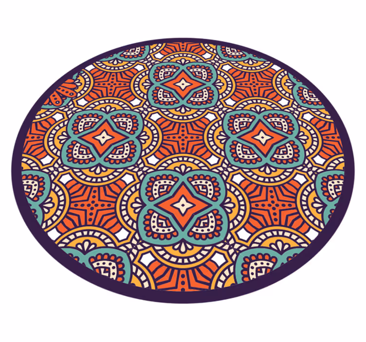 Färgglad geometrisk harmoni Vinylmatta Mandala - Tenstickers