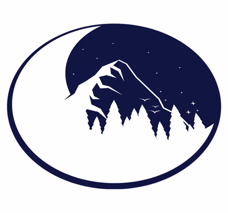 Söt silhuett av skogen och månen modern matta - Tenstickers