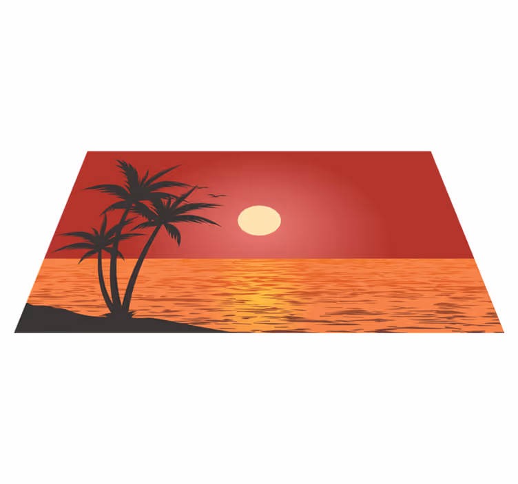 Tropiskt solnedgångslandskap Vinylmatta natur - Tenstickers