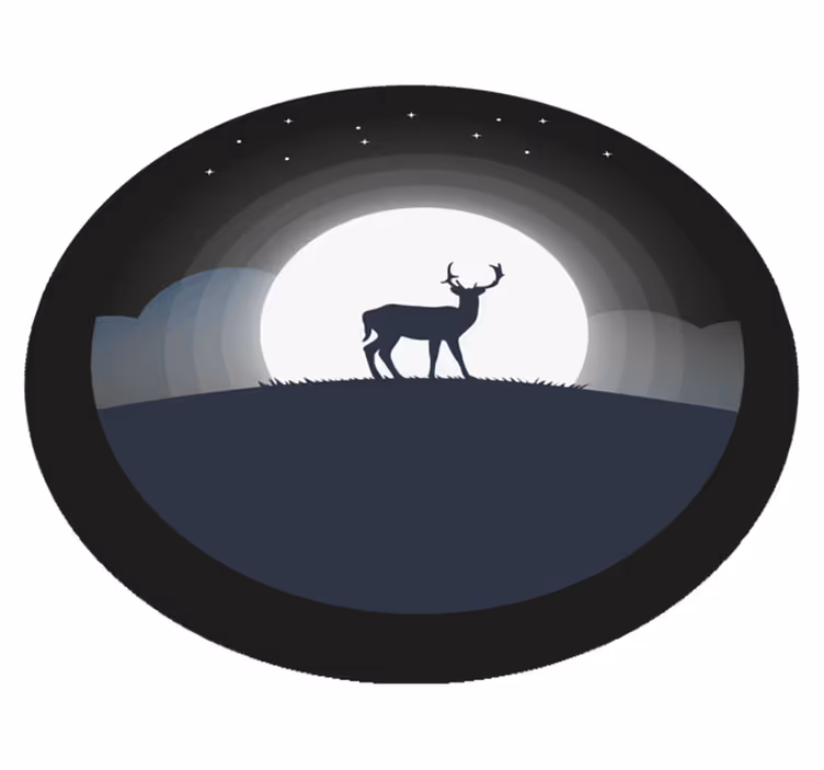 Hjort under månen Vinylmatta Cirkulär - Tenstickers