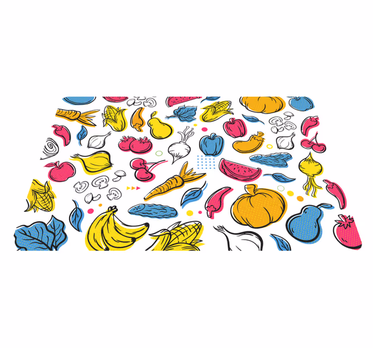 Livfull fruktillustration Vinylmatta Kök - Tenstickers