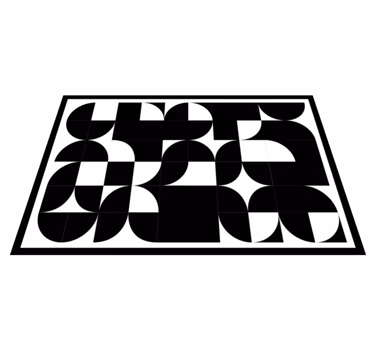 Böjda svarta former Vinylmatta geometrisk - Tenstickers
