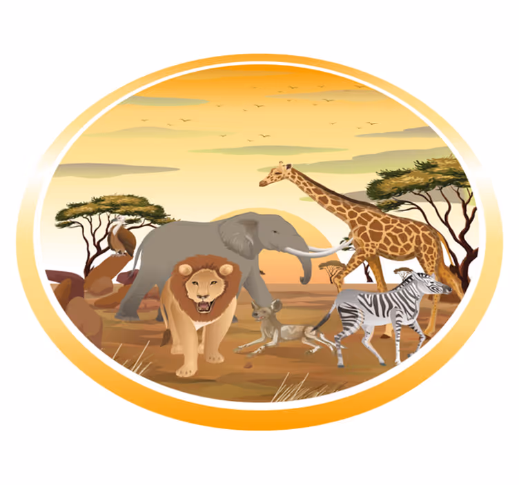 Safari djuräventyr Vinylmatta djur - Tenstickers