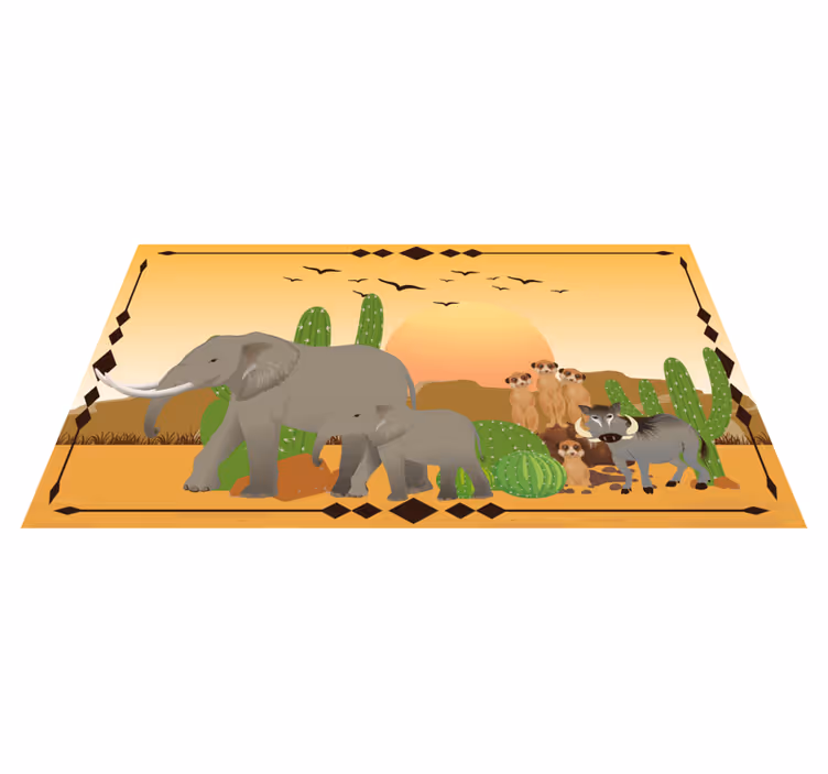 Skymningselefantexpeditionen Vinylmatta natur - Tenstickers
