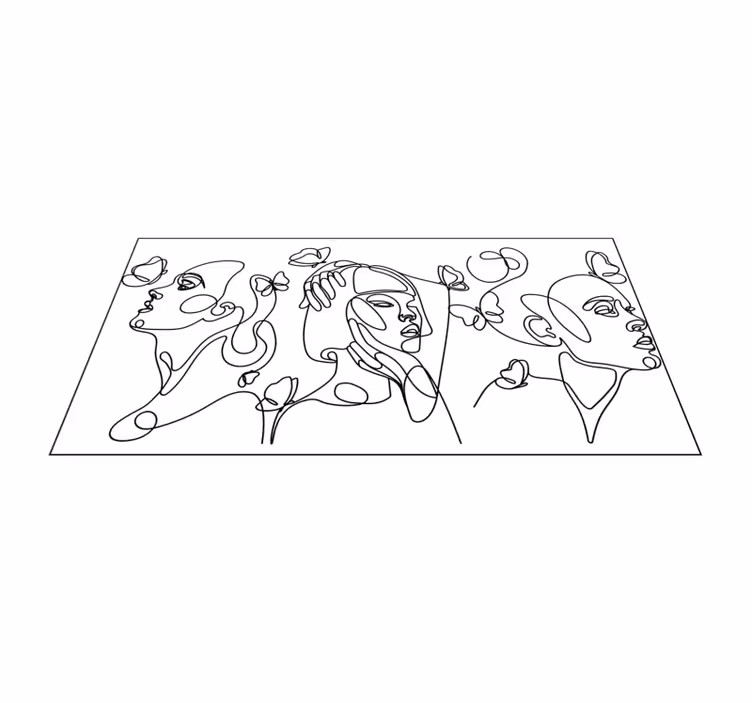Outlime konst ansikten Vinylmatta modern - Tenstickers