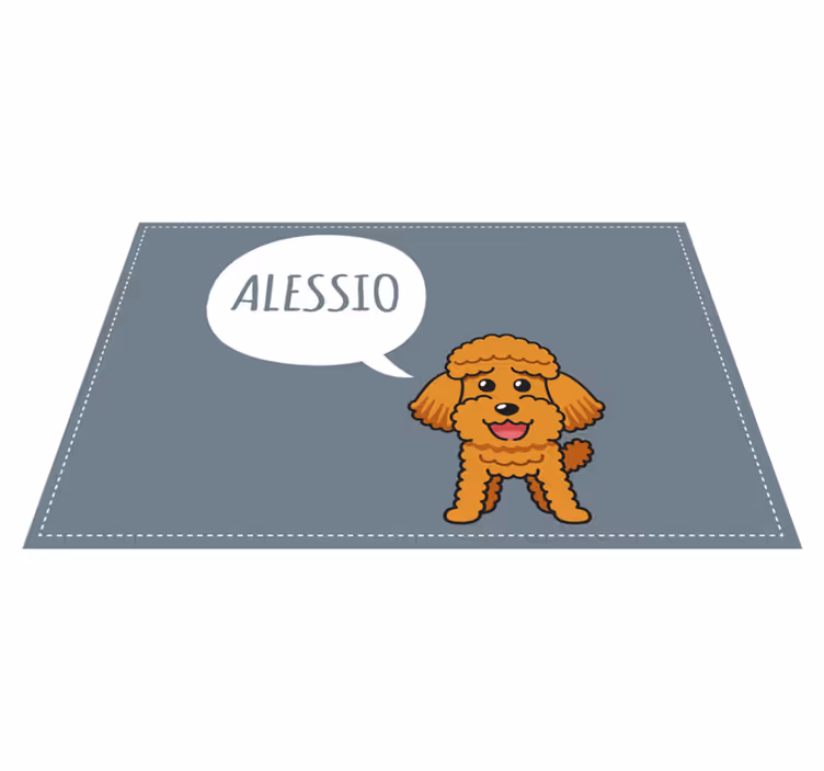 Tecknad karaktär glad pudel hund djur matta - Tenstickers