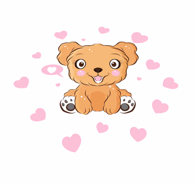 Söt valpillustration Vinylmatta Cirkulär - Tenstickers
