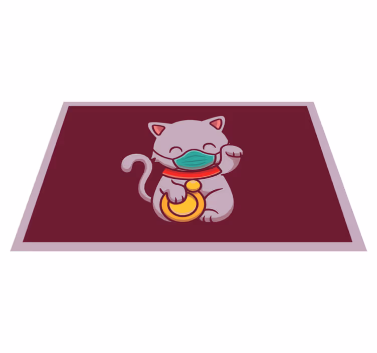 Katt som bär mask Vinylmatta djur - Tenstickers