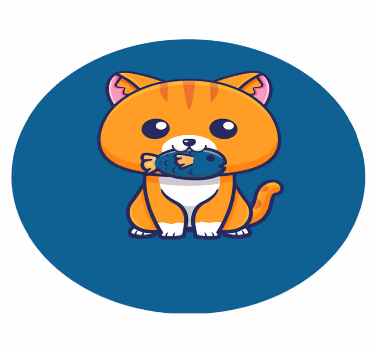 Tecknad katt cirkel Vinylmatta djur - Tenstickers