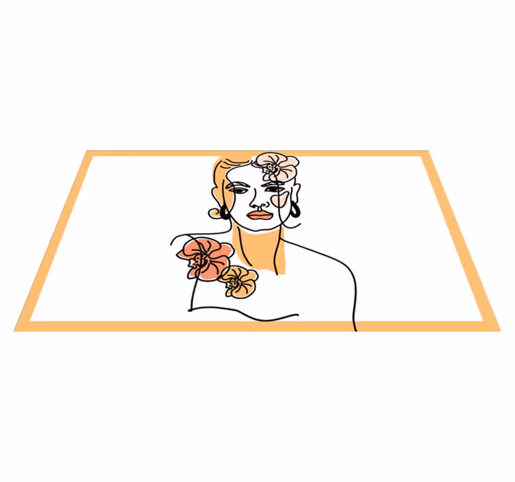 Snyggt blommigt porträtt Vinylmatta modern - Tenstickers