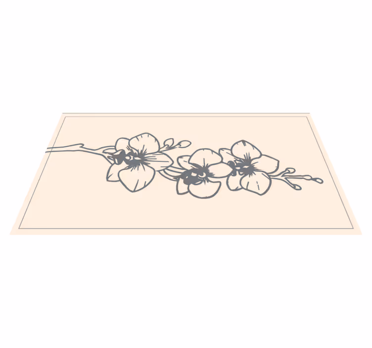 Orkidéer natur linje konst blommor matta - Tenstickers