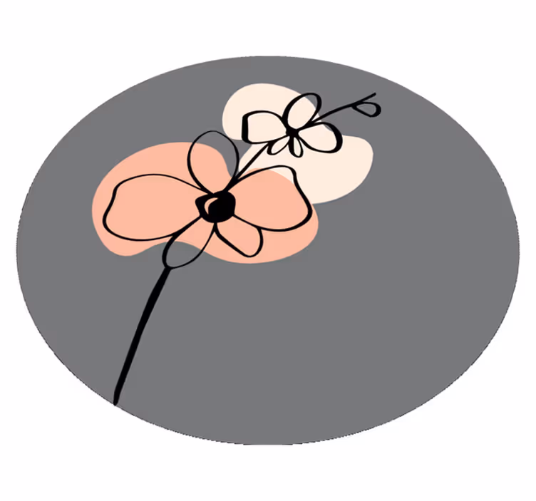 Orkidéer abstrakt linje konst design blommig matta - Tenstickers